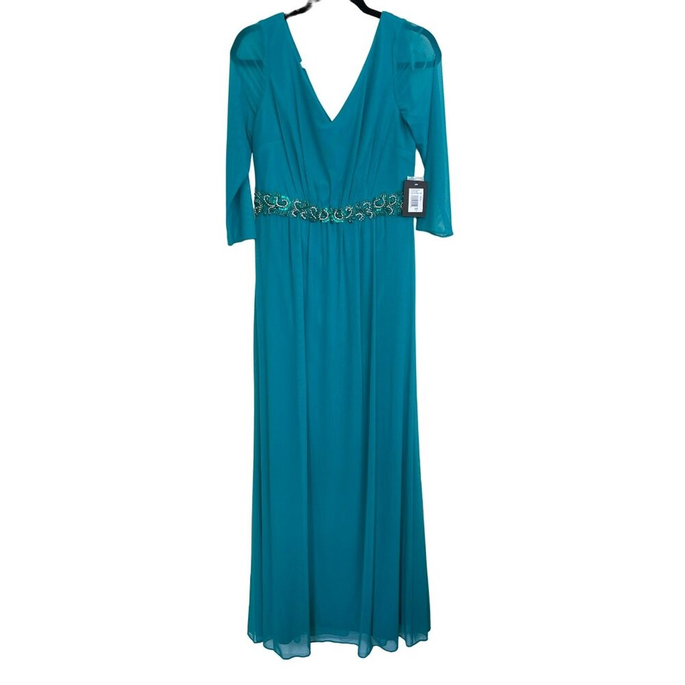 Marina Embellished Formal Mesh Gown Long Green Maxi Dress Size 6 NWT - Picture 4 of 9